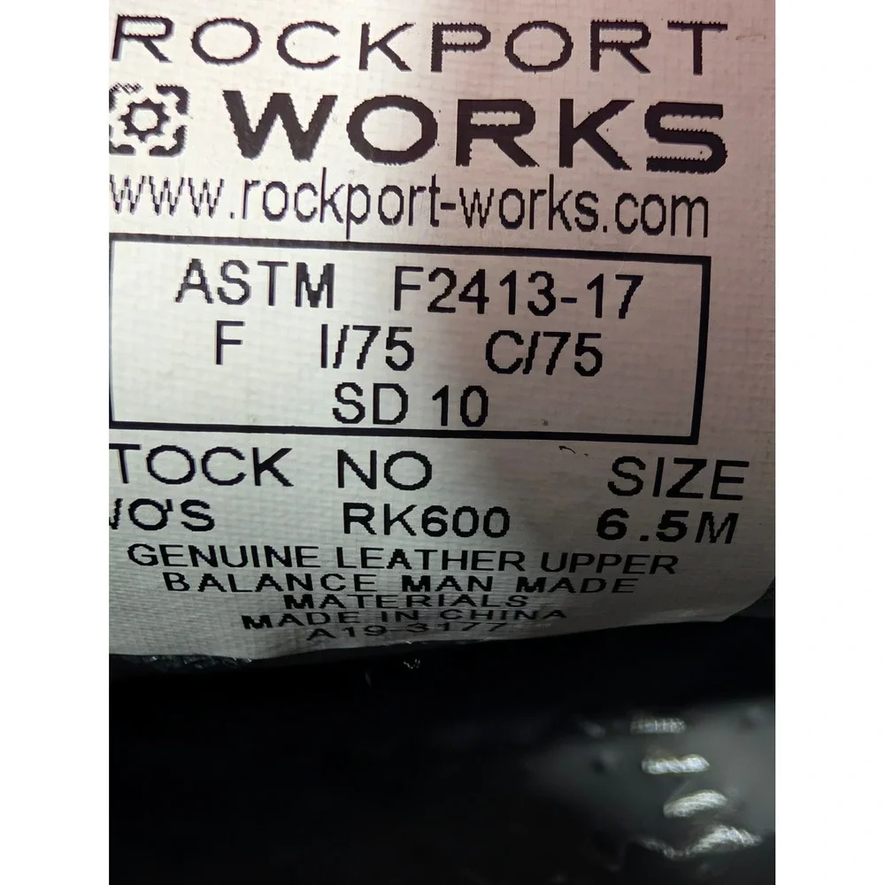 Rockport Works RK600 Penny Loafer 6.5M Black Leather Slip Resistant Safety Shoe